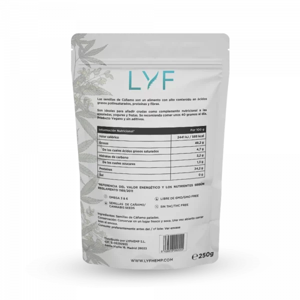 Semillas de Cáñamo Peladas LYF - Sabor Original (250g) – Image 2