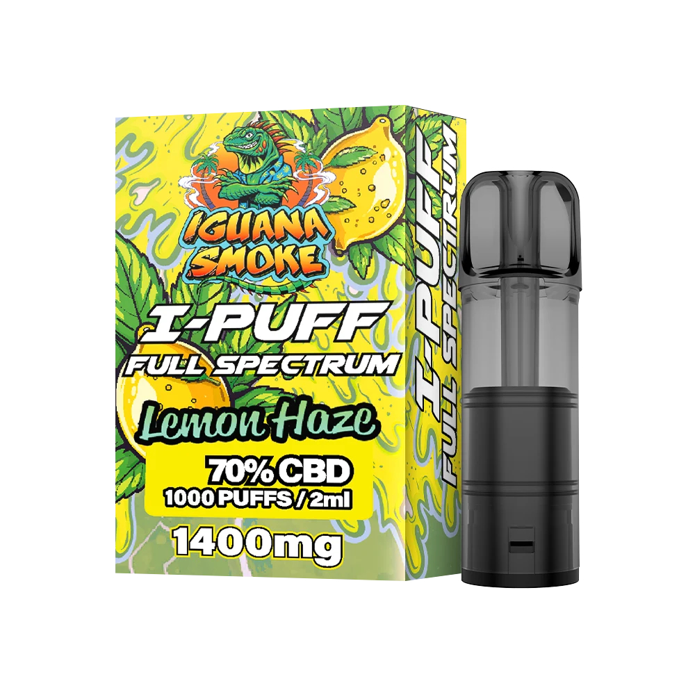 CBD I-PUFF lemon haze izq con cápsula